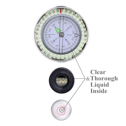 Lensatic Compass for Outdoor Navigation with Durable Aluminum Housing | Precise Direction Reading for Hiking and Camping