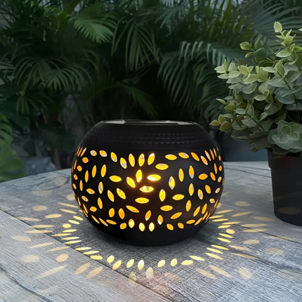 Solar Garden Light with Unique Patterned Design | Weatherproof Metal Lantern for Ambient Outdoor Illumination