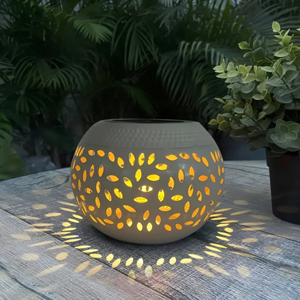 Solar Garden Light with Unique Patterned Design | Weatherproof Metal Lantern for Ambient Outdoor Illumination