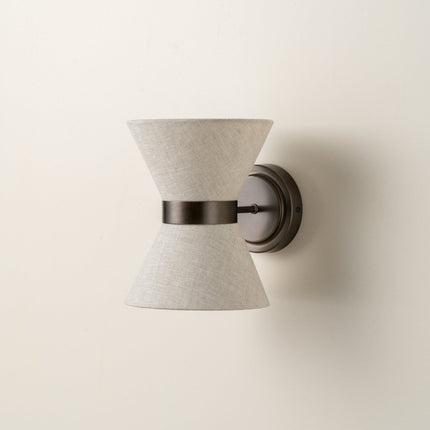 Wall Light with Natural Linen Shade and Aged Bronze Finish | Elegant Illumination for Cozy Atmospheres