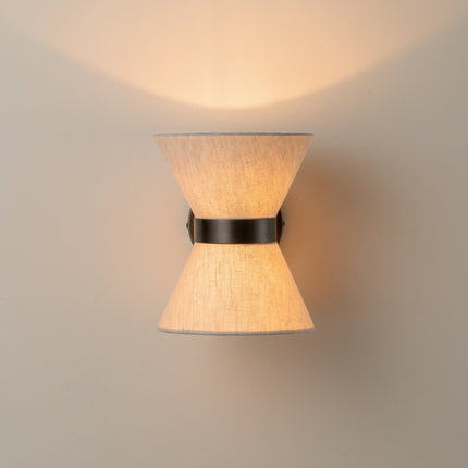 Wall Light with Natural Linen Shade and Aged Bronze Finish | Elegant Illumination for Cozy Atmospheres