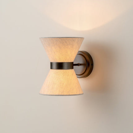 Wall Light with Natural Linen Shade and Aged Bronze Finish | Elegant Illumination for Cozy Atmospheres
