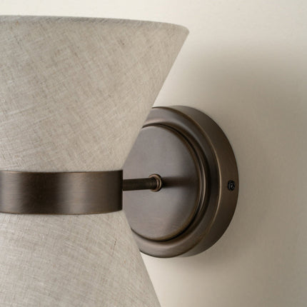Wall Light with Natural Linen Shade and Aged Bronze Finish | Elegant Illumination for Cozy Atmospheres