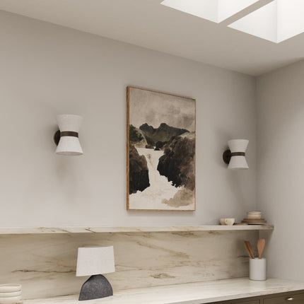 Wall Light with Natural Linen Shade and Aged Bronze Finish | Elegant Illumination for Cozy Atmospheres