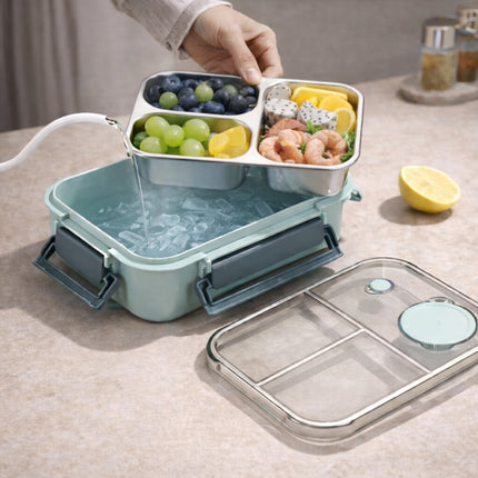 Stainless Steel Bento Lunch Box with Divided Compartments | Leakproof Food Container for Warm Meals on the Go