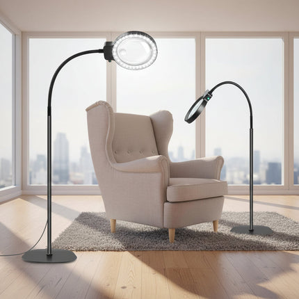 LED Magnifying Lamp with 30X Magnification & 36 Adjustable Lights | Hands-Free Desk Mount for Detailed Work and Reading