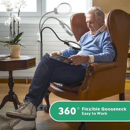 LED Magnifying Lamp with 30X Magnification & 36 Adjustable Lights | Hands-Free Desk Mount for Detailed Work and Reading