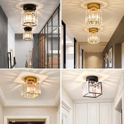 Crystal Ceiling Light with Elegant Design | Compact Fixture for Hallways and Foyers