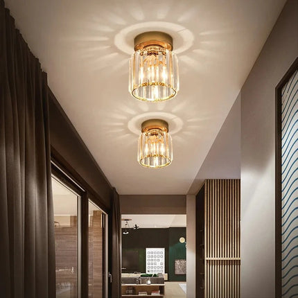 Crystal Ceiling Light with Elegant Design | Compact Fixture for Hallways and Foyers