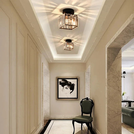 Crystal Ceiling Light with Elegant Design | Compact Fixture for Hallways and Foyers