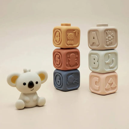 Sensory Baby Stacking Toy with Textured Teething Cubes | Educational Play for Motor Skills and Teething Comfort