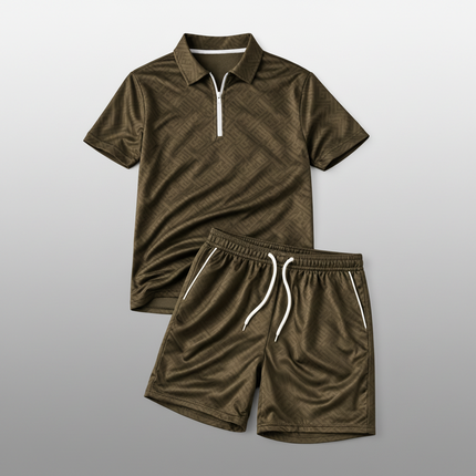 Men's Casual Summer Set with Modern Polo Shirt & Shorts | Breathable Comfort for Stylish Outings