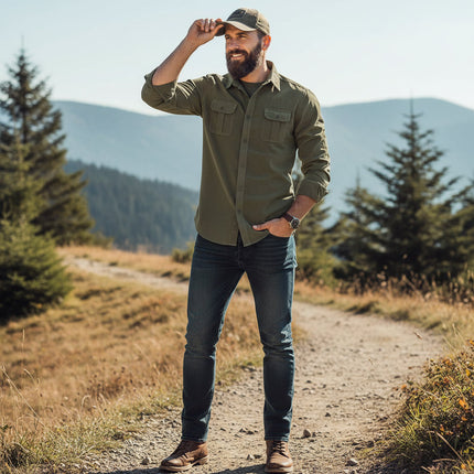 Men's Button-Up Dress Shirt with Classic Collar | Stylish Casual Shirt for Office and Everyday Wear