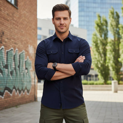 Men's Button-Up Dress Shirt with Classic Collar | Stylish Casual Shirt for Office and Everyday Wear