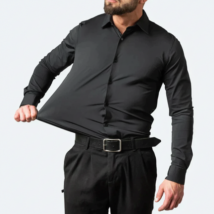 Stretch Fit Men's Dress Shirt with Long Sleeves | Comfortable Button-Up Style for Office and Casual Wear