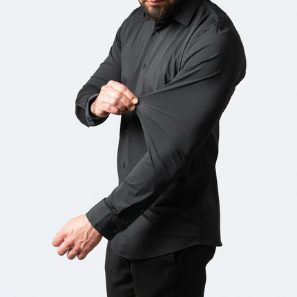 Stretch Fit Men's Dress Shirt with Long Sleeves | Comfortable Button-Up Style for Office and Casual Wear