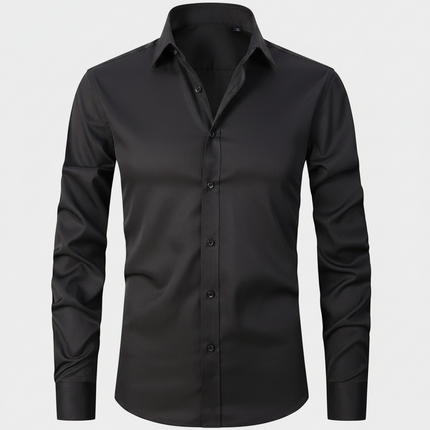 Stretch Fit Men's Dress Shirt with Long Sleeves | Comfortable Button-Up Style for Office and Casual Wear