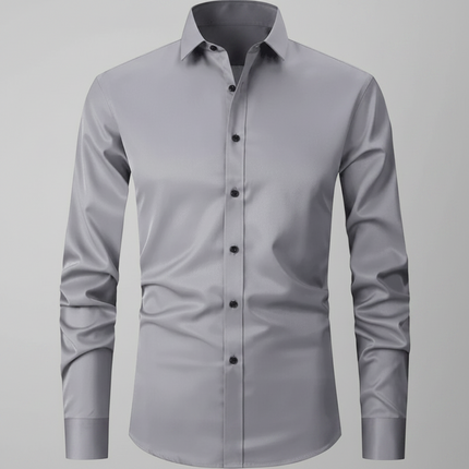 Stretch Fit Men's Dress Shirt with Long Sleeves | Comfortable Button-Up Style for Office and Casual Wear