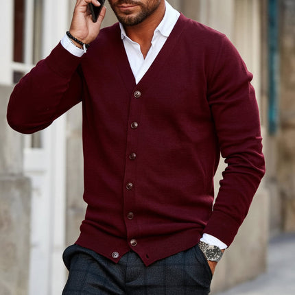 Men's Knitted Cardigan with Shawl Collar | Stylish Button-Up Sweater for Versatile Layering and Comfort