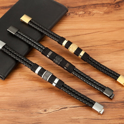 Men's Braided Wristband Bracelet with Magnetic Clasp | Textured Style for Everyday Casual and Smart-Casual Looks