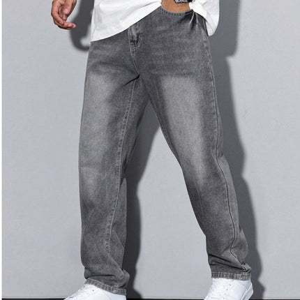 Loose Fit Straight Leg Jeans for Men with Cotton Blend Fabric | Everyday Comfort and Versatile Style