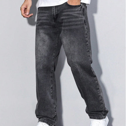 Loose Fit Straight Leg Jeans for Men with Cotton Blend Fabric | Everyday Comfort and Versatile Style