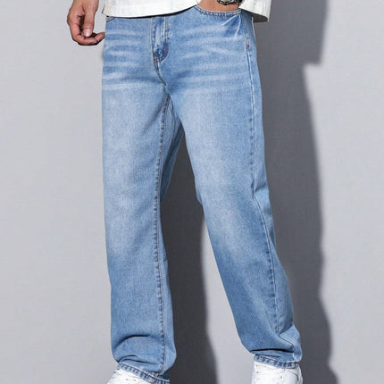Loose Fit Straight Leg Jeans for Men with Cotton Blend Fabric | Everyday Comfort and Versatile Style