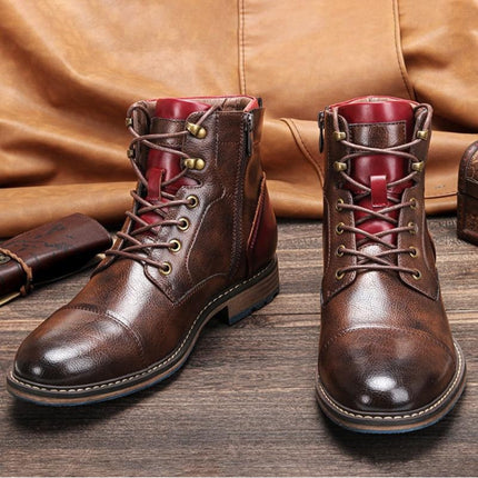 Lace-Up Oxford Casual Boots for Men with Breathable Synthetic Leather | Stylish All-Day Comfort and Versatility