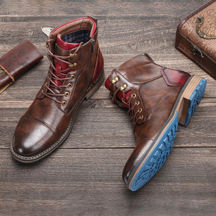 Lace-Up Oxford Casual Boots for Men with Breathable Synthetic Leather | Stylish All-Day Comfort and Versatility