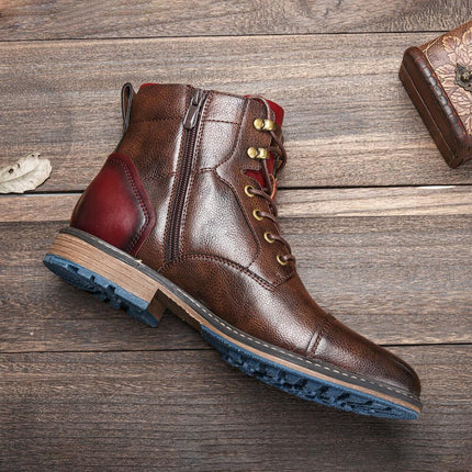 Lace-Up Oxford Casual Boots for Men with Breathable Synthetic Leather | Stylish All-Day Comfort and Versatility
