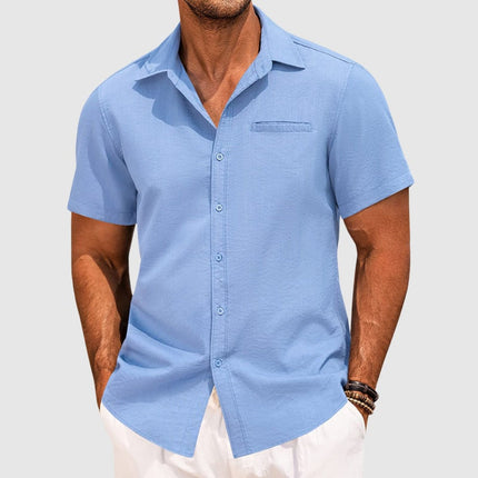 Men's Casual Short Sleeve Button-Up Shirt with Lapel Collar | Effortless Summer Style for Warm-Weather Comfort