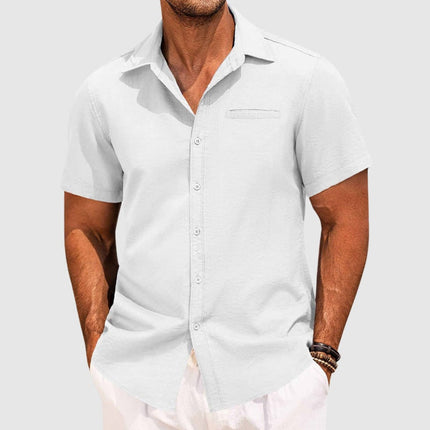 Men's Casual Short Sleeve Button-Up Shirt with Lapel Collar | Effortless Summer Style for Warm-Weather Comfort