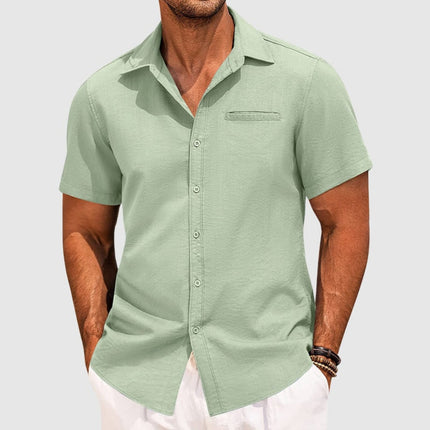 Men's Casual Short Sleeve Button-Up Shirt with Lapel Collar | Effortless Summer Style for Warm-Weather Comfort