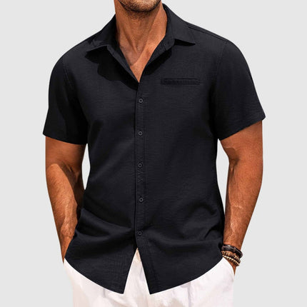 Men's Casual Short Sleeve Button-Up Shirt with Lapel Collar | Effortless Summer Style for Warm-Weather Comfort