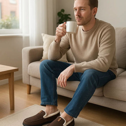 Men's Slip-On Loafers with Soft Synthetic Material | Comfortable Home Footwear for Cozy Relaxation