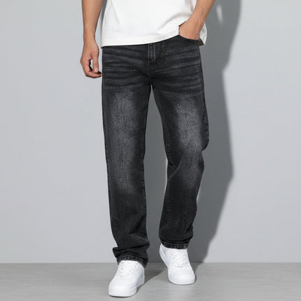 Men's Straight Leg Washed Jeans with Soft Cotton Blend | Comfortable Everyday Casual Wear for Year-Round Style