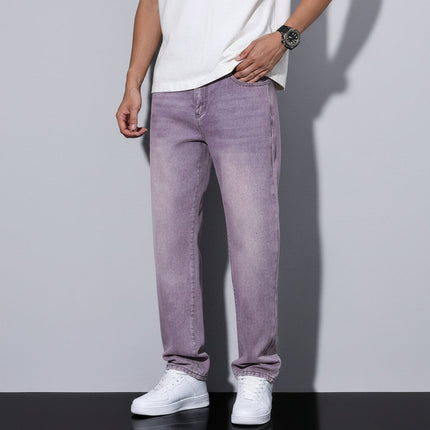 Men's Straight Leg Washed Jeans with Soft Cotton Blend | Comfortable Everyday Casual Wear for Year-Round Style