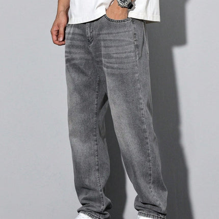 Men's Straight Leg Washed Jeans with Soft Cotton Blend | Comfortable Everyday Casual Wear for Year-Round Style