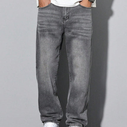 Men's Straight Leg Washed Jeans with Soft Cotton Blend | Comfortable Everyday Casual Wear for Year-Round Style
