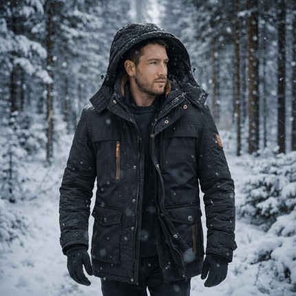 Hooded Insulated Winter Coat for Men with Wind-Blocking Design | Comfortable Coverage for Cold Outdoor Activities