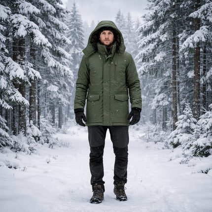 Hooded Insulated Winter Coat for Men with Wind-Blocking Design | Comfortable Coverage for Cold Outdoor Activities