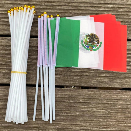 Mexican Mini Handheld Flags Set of 100 for Events | Perfect for Celebrations and Sports Gatherings