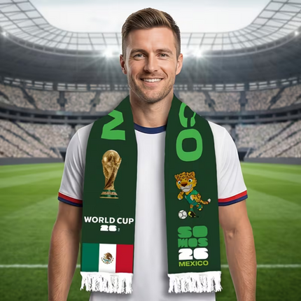 Mexico Flag Soccer Scarf with Classic Fringe Design | Fan Gear for Game Day Support and Celebrations