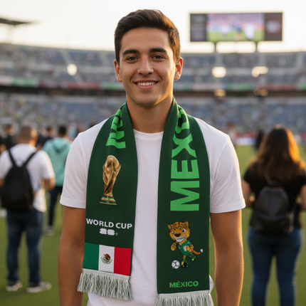 Mexico Flag Soccer Scarf with Classic Fringe Design | Fan Gear for Game Day Support and Celebrations