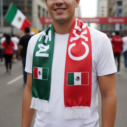 Mexico Flag Scarf for Fans with Blue and White Stripes | Lightweight Support for Sports Events and Celebrations