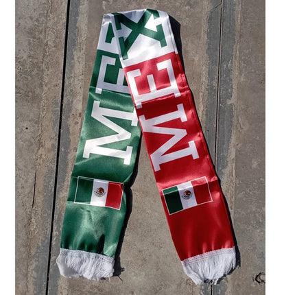 Mexico Flag Scarf for Fans with Blue and White Stripes | Lightweight Support for Sports Events and Celebrations