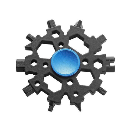 18-in-1 Snowflake Multitool, Stainless Steel Wallet-Size Tool with Can Opener, Hex Wrenches and Fidget Spinner Function