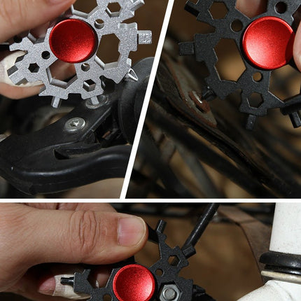 18-in-1 Snowflake Multitool, Stainless Steel Wallet-Size Tool with Can Opener, Hex Wrenches and Fidget Spinner Function