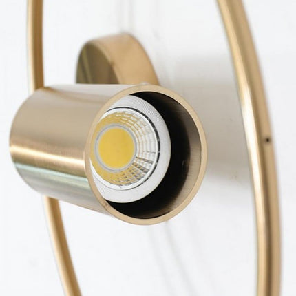 Halo Wall Light with 180° Adjustable Spotlight | Satin Gold Iron Design for Ambient Illumination