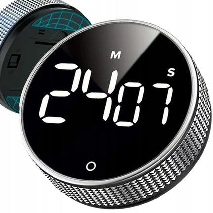 Digital Kitchen Timer with Magnetic Back and Large LED Display, Twist to Set for Baking and 25 Minute Pomodoro Blocks